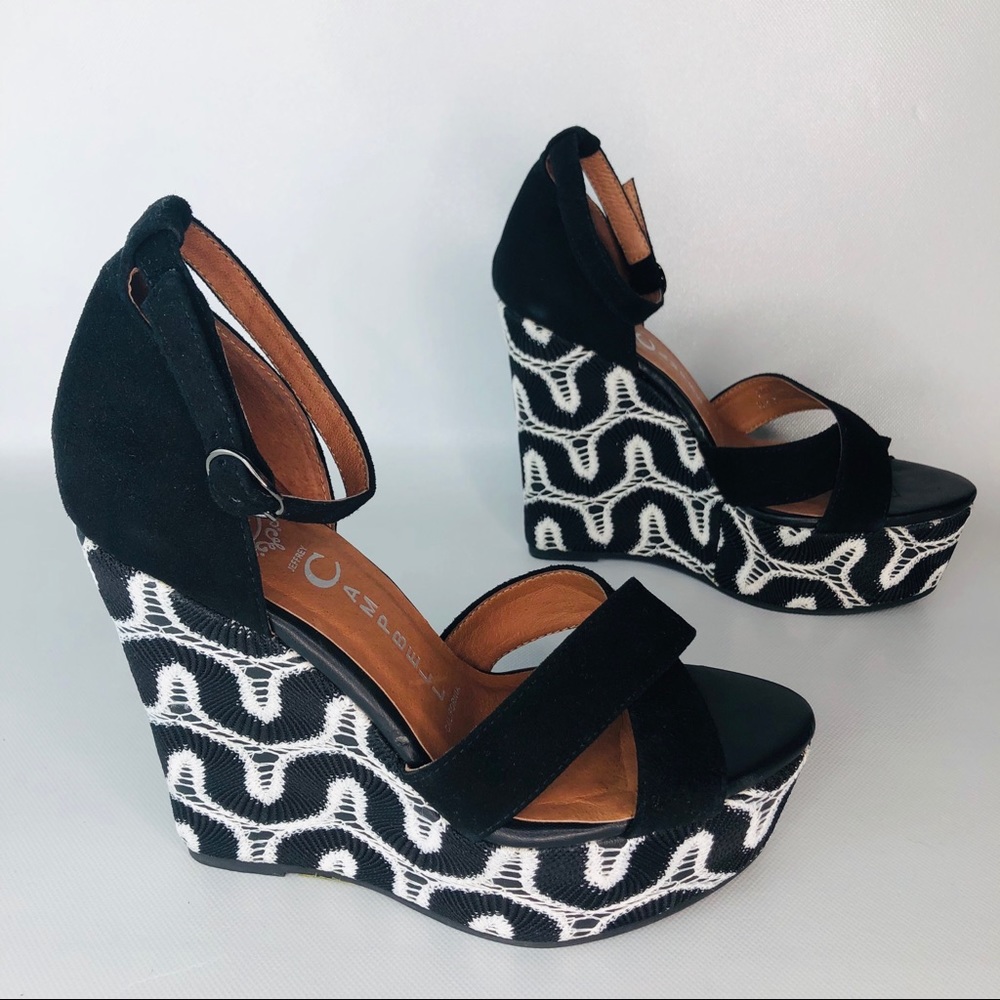 Jeffrey Campbell Bradshaw Black and White Wedges